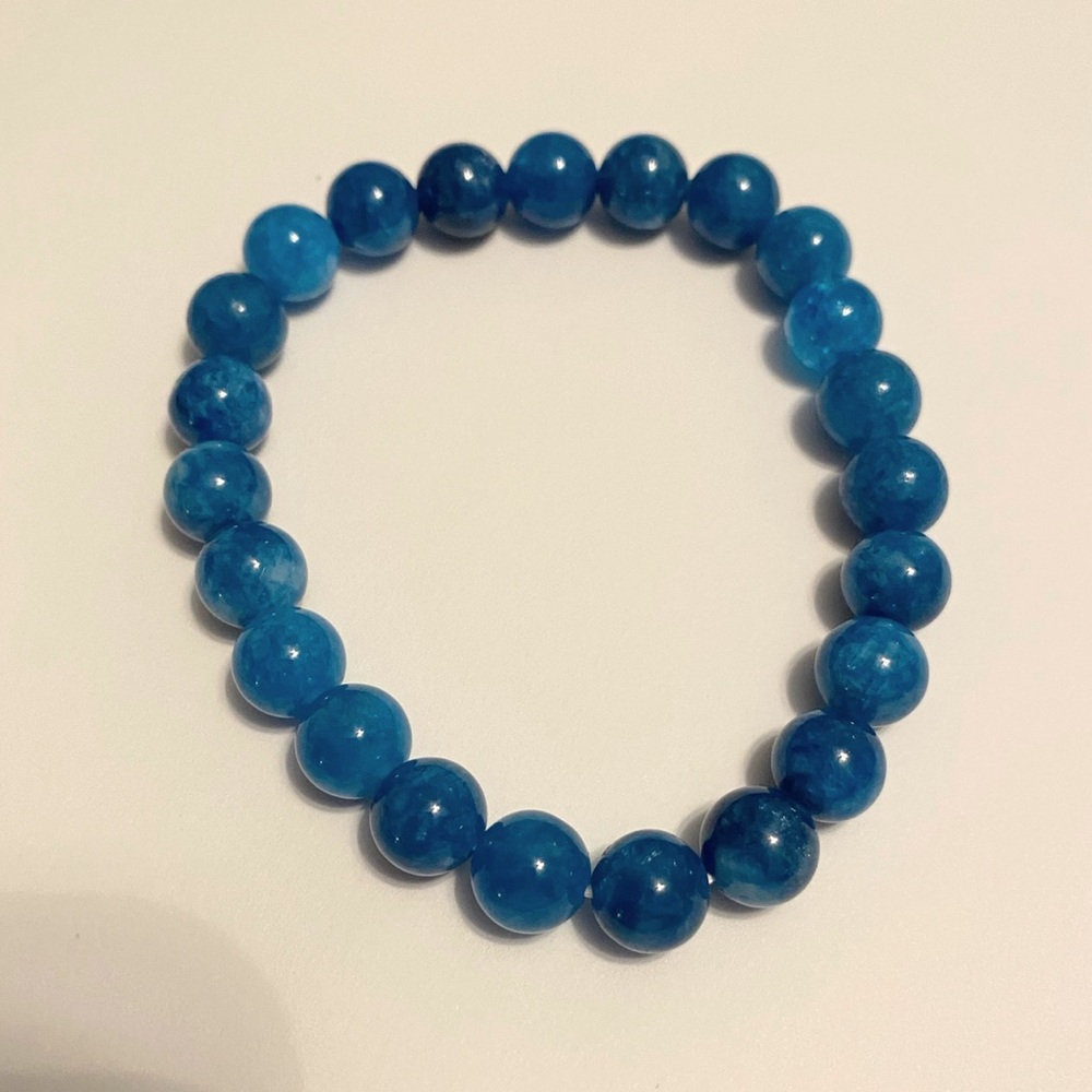 Blue Apatite Gemstone Beaded Bracelet